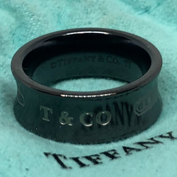 Tiffany & Co. New York Titanium Ring 1837 Size 4.25 T&Co. Medium Width 7mm - Picture 1 of 15